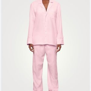 Skims Hotel Collection Pink Pajama Button Down Shirt